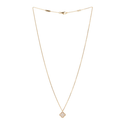 Van Cleef & Arpels 18K Yellow Gold Mother of Pearl Sweet Alhambra Pendant Necklace 3 of 6
