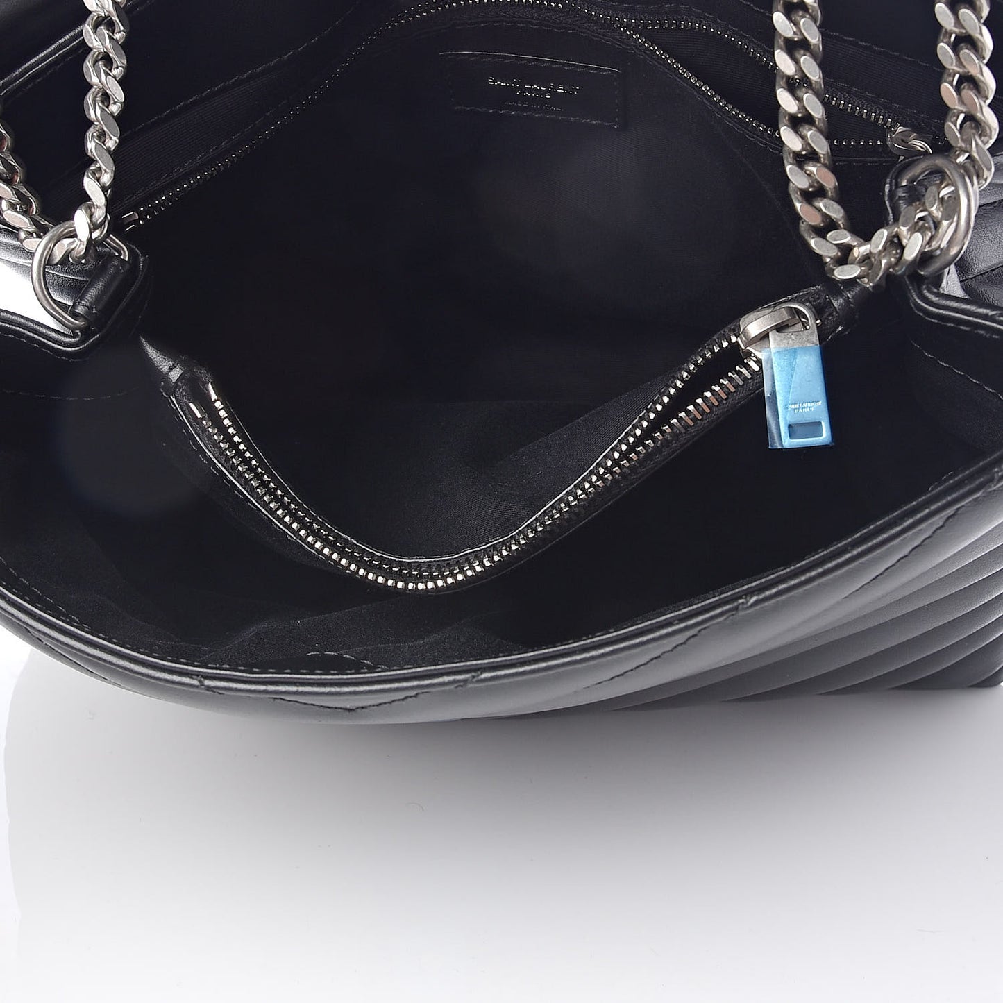 Calfskin Y Quilted Monogram Medium Loulou Chain Satchel Black
