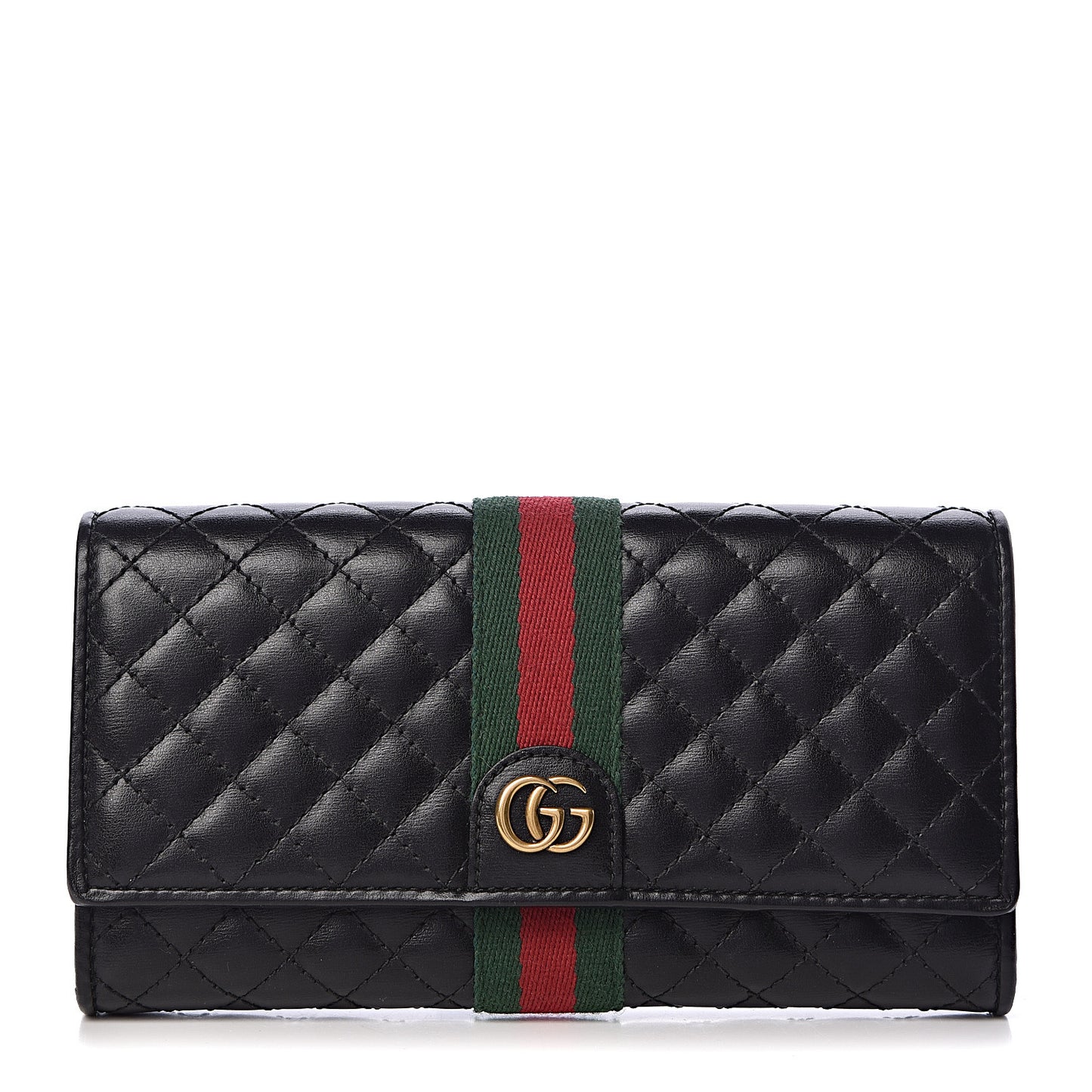 Calfskin Web Trapuntata GG Continental Wallet Black