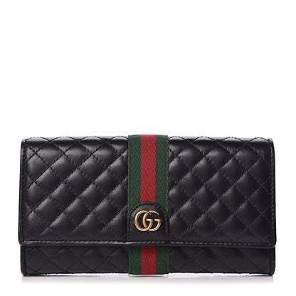 Gucci Calfskin Web Trapuntata GG Continental Wallet Black 1 of 12