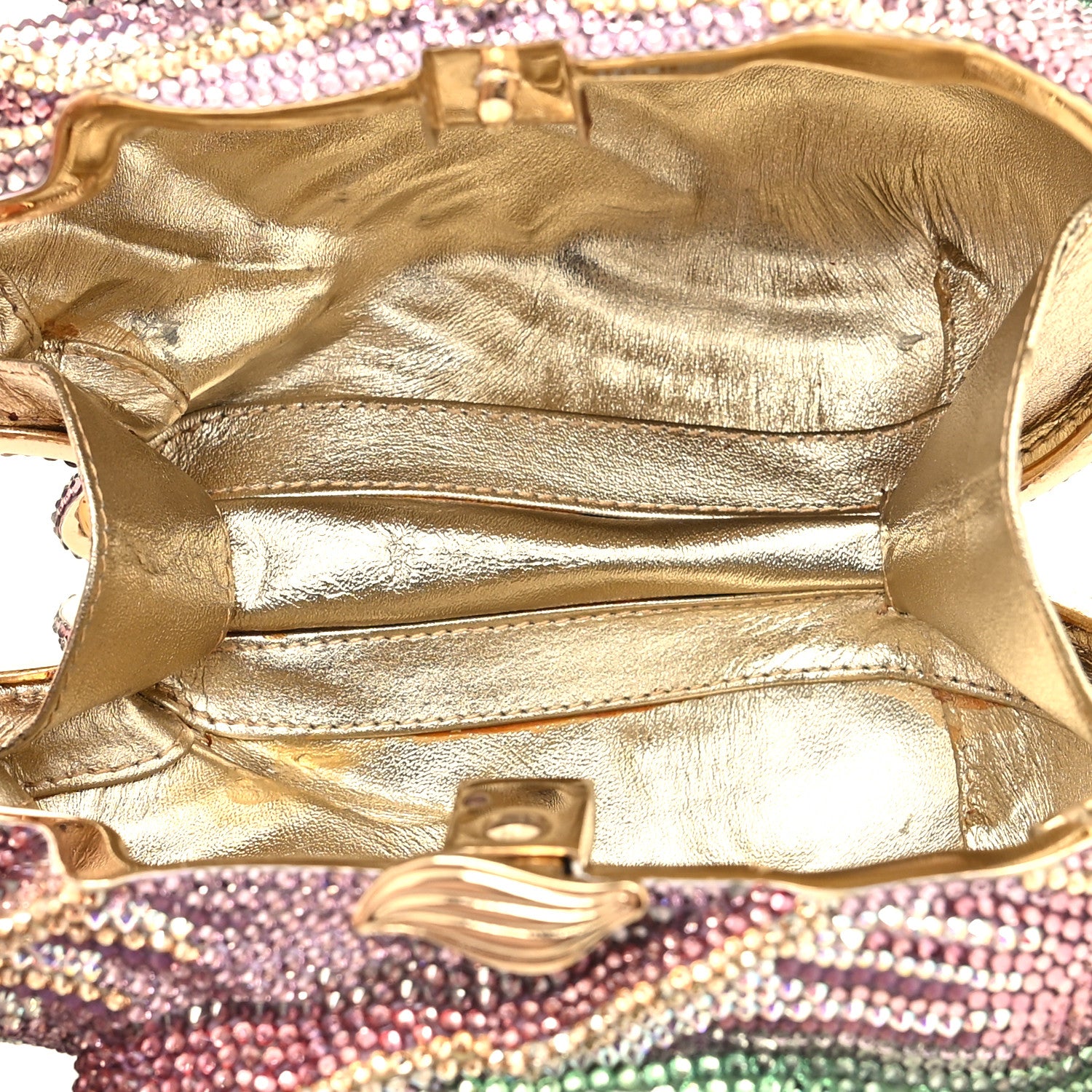 Judith Leiber Crystal Tulip Minaudiere Chain Clutch Amethyst 5 of 12