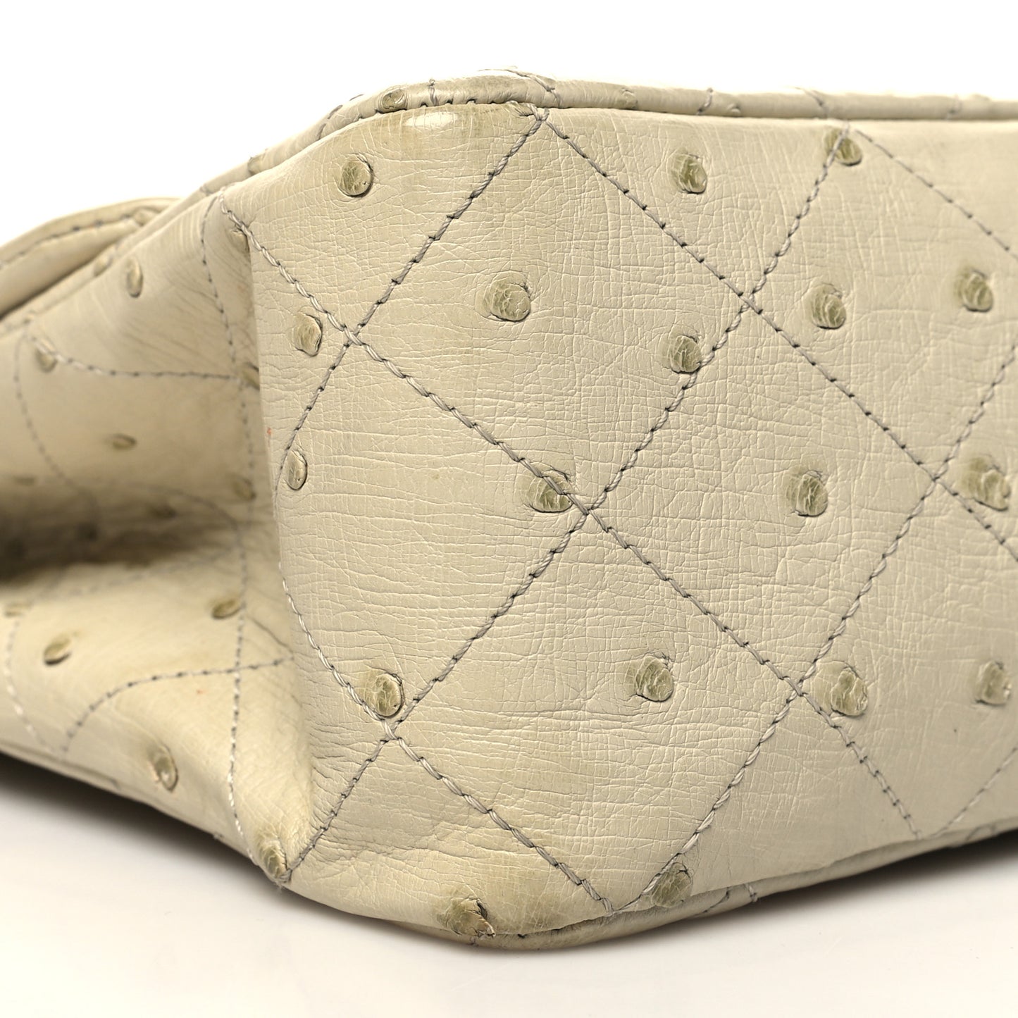 Ostrich Jumbo Single Flap Light Beige