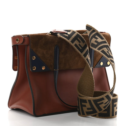 Fendi Vitello Grace Suede Flip Tote Rust Marrone 3 of 8