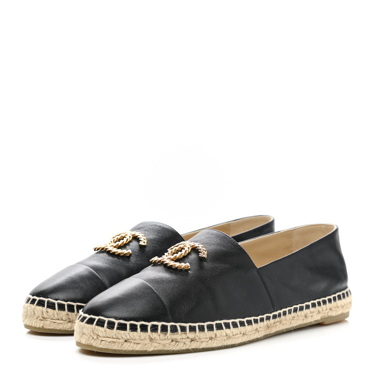 Chanel Calfskin Chain CC Espadrilles 41 Black 3 of 9
