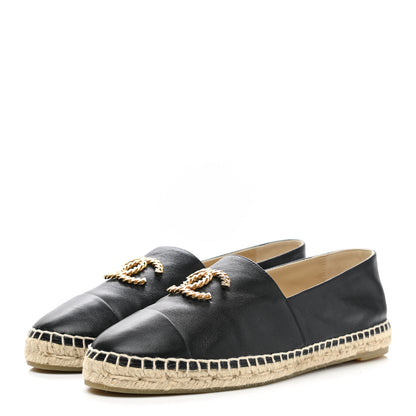 Chanel Calfskin Chain CC Espadrilles 41 Black 3 of 9