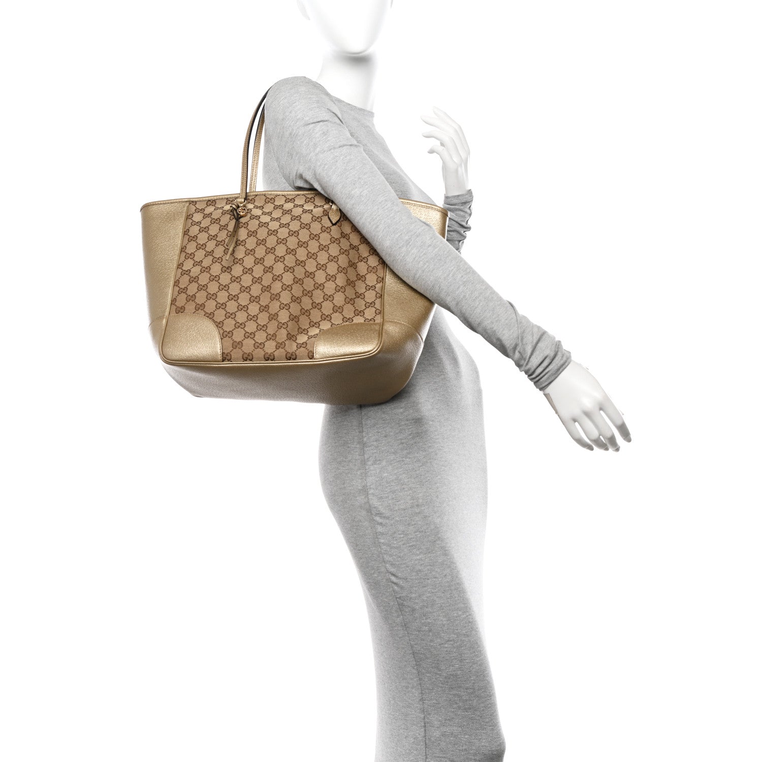 Gucci Monogram Medium Bree Zippered Tote Beige Golden Beige 2 of 12