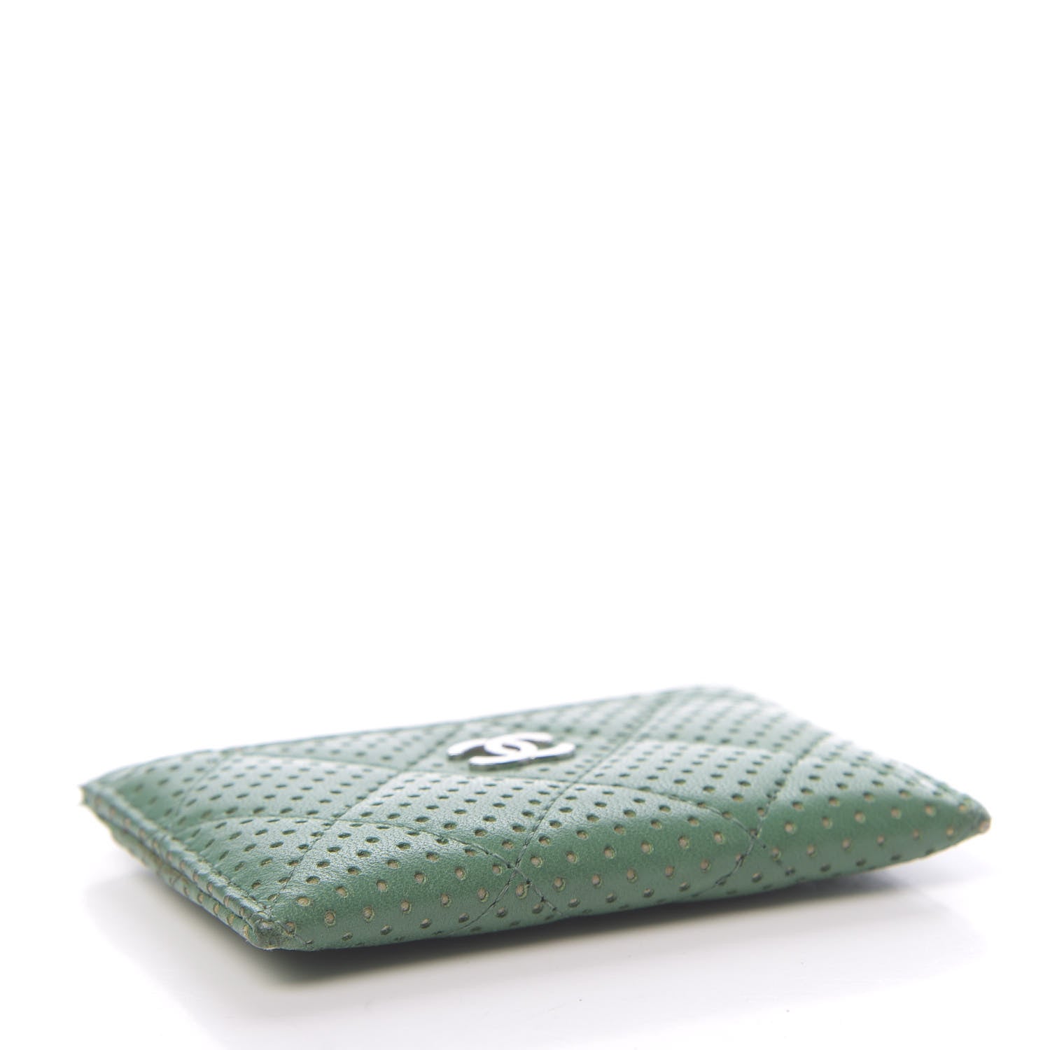 Chanel Perforated Lambskin Quilted Card Holder Green 4 of 8