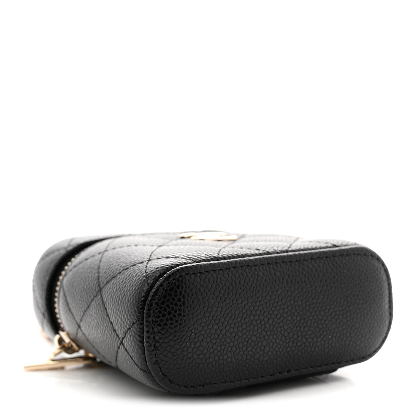 Caviar Quilted Top Handle Mini Vanity Case With Chain Black