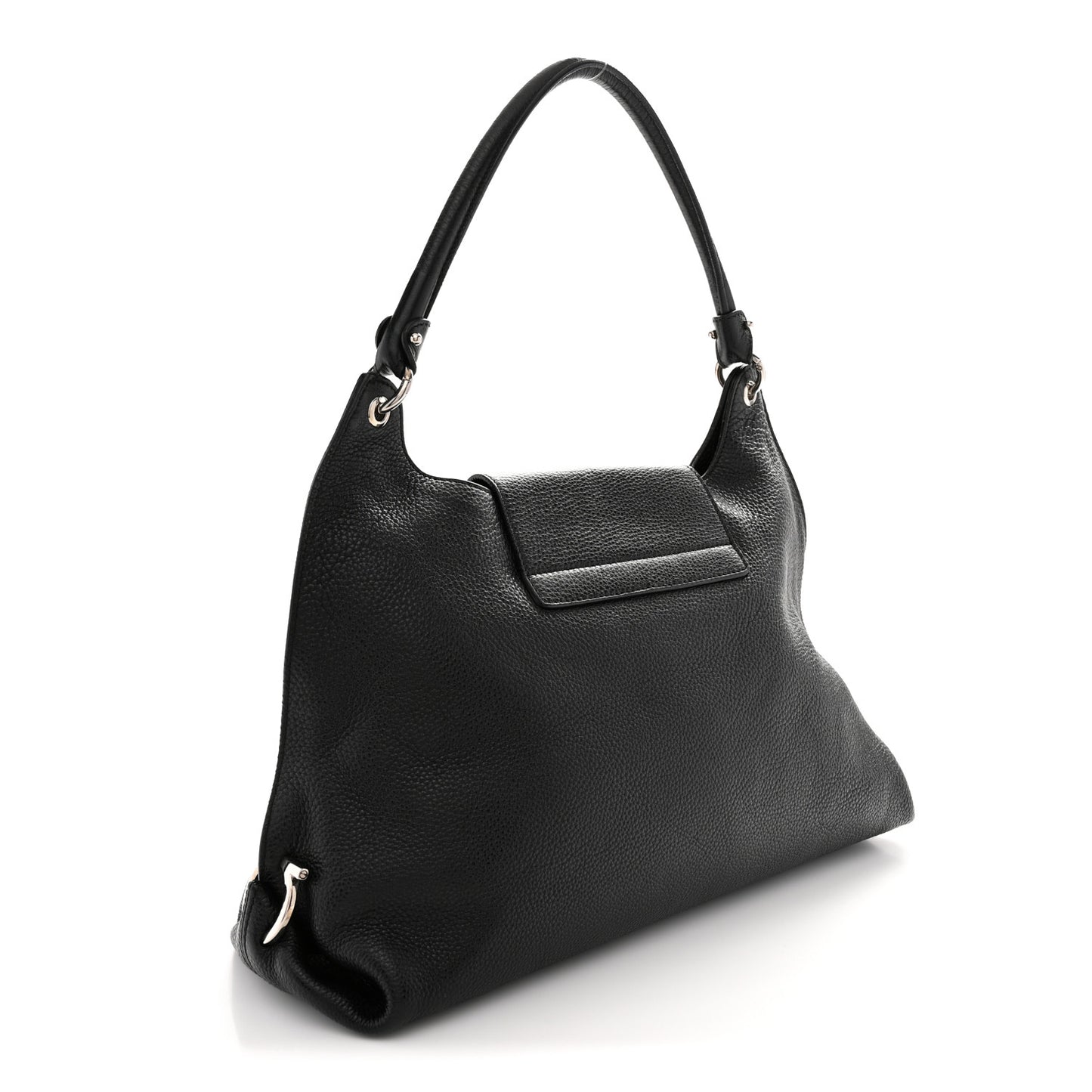 Calfskin Fanisa Gancini Large Hobo Black