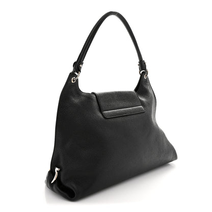 Salvatore Ferragamo Calfskin Fanisa Gancini Large Hobo Black 3 of 12