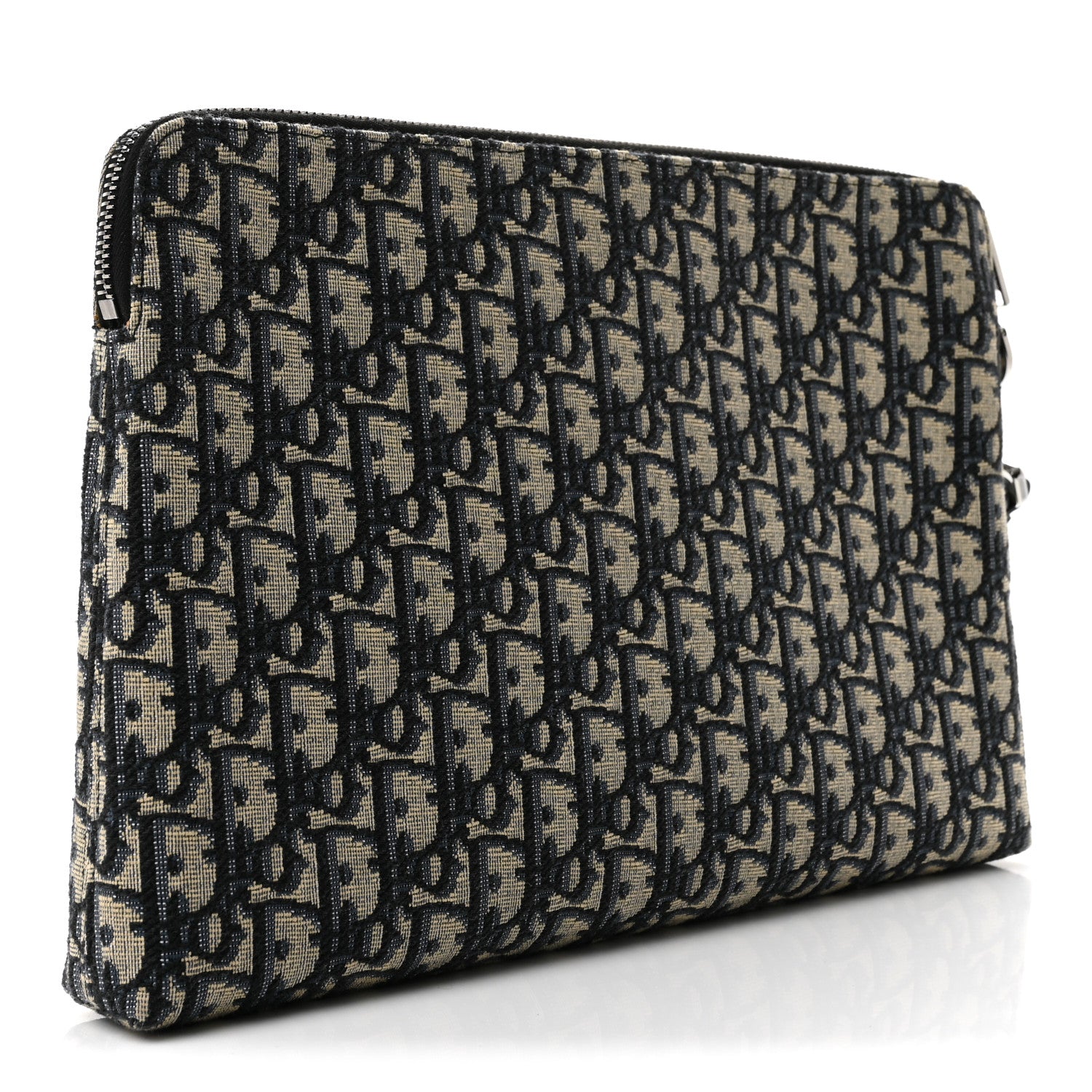 Christian Dior Oblique A4 Zipped Pouch Beige Black 3 of 7