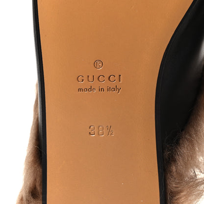 Gucci Calfskin Fur Tiger Embroidered Womens Princetown Slippers 38.5 Black 6 of 8