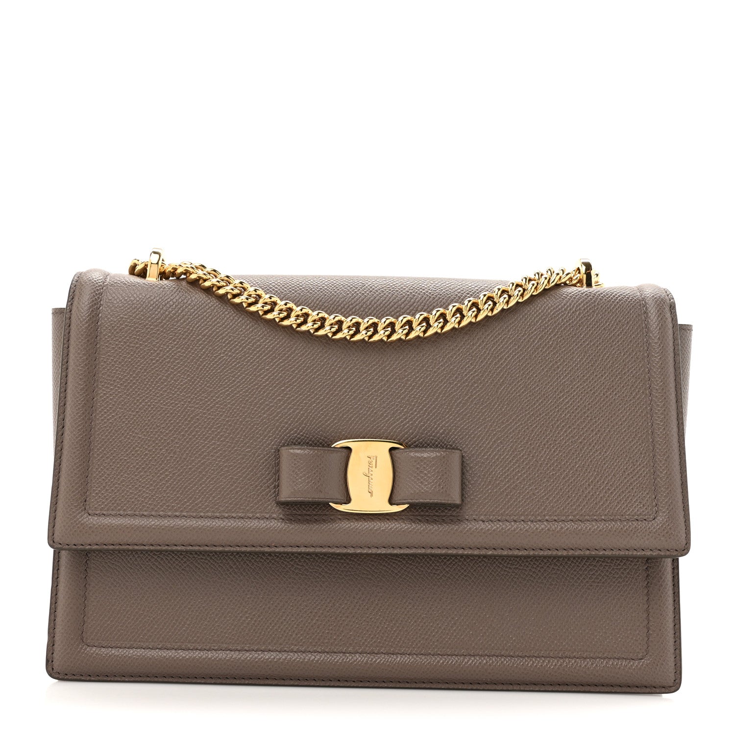 Salvatore Ferragamo Printed Calfskin Ginny Shoulder Bag Grey 1 of 11