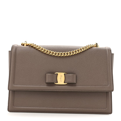 Salvatore Ferragamo Printed Calfskin Ginny Shoulder Bag Grey 1 of 11