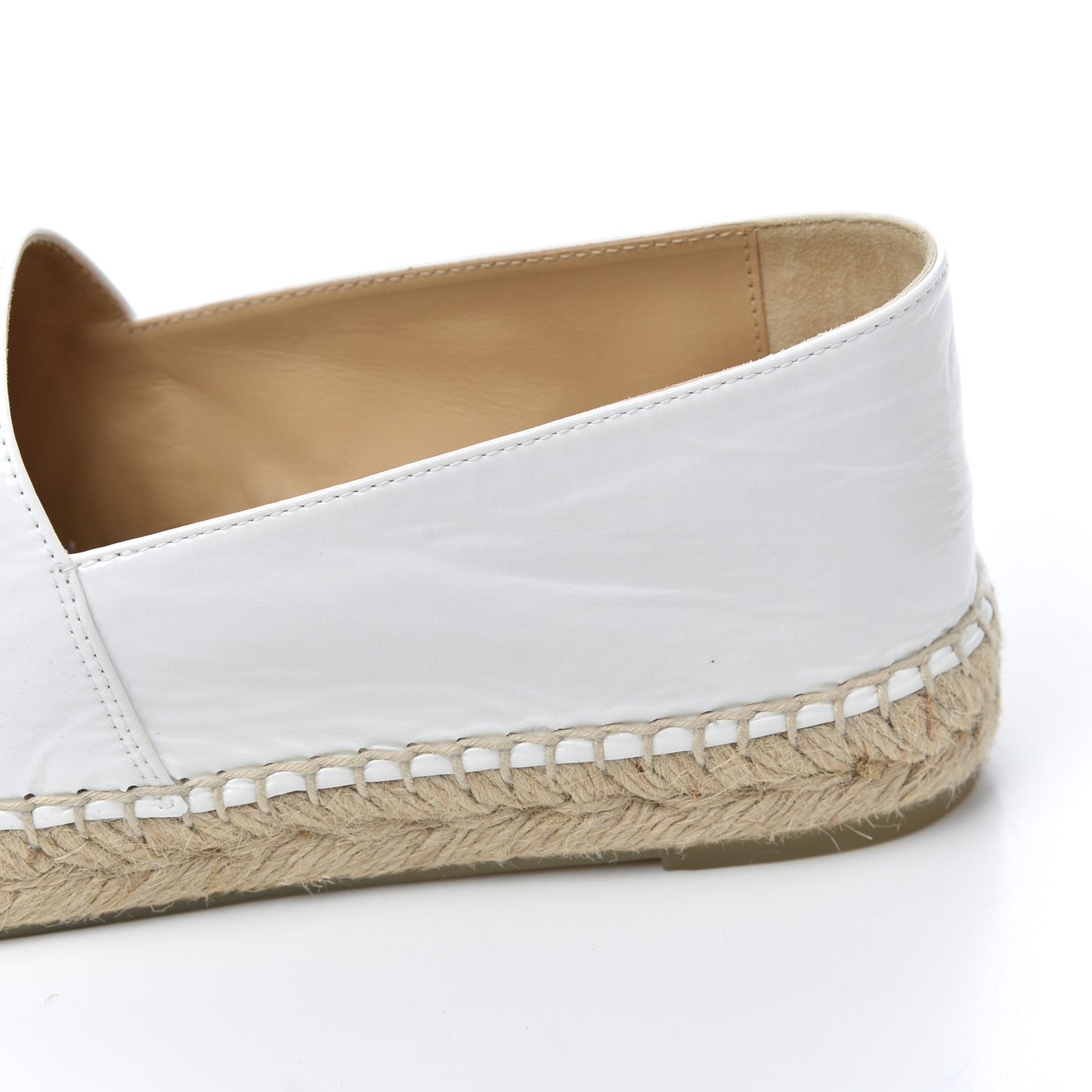 Distressed Patent CC Espadrilles 39 White Silver
