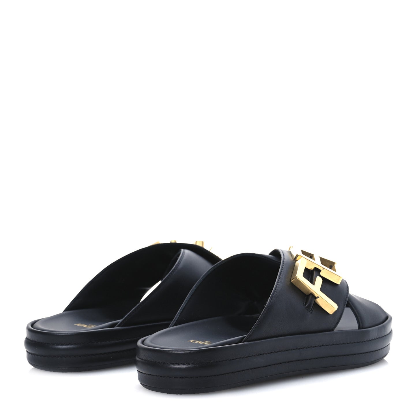 Vitello Womens Fendigraphy Slide Sandals 36 Black