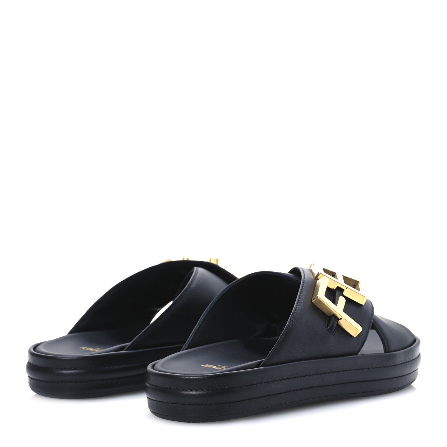 Fendi Vitello Womens Fendigraphy Slide Sandals 36 Black 5 of 14