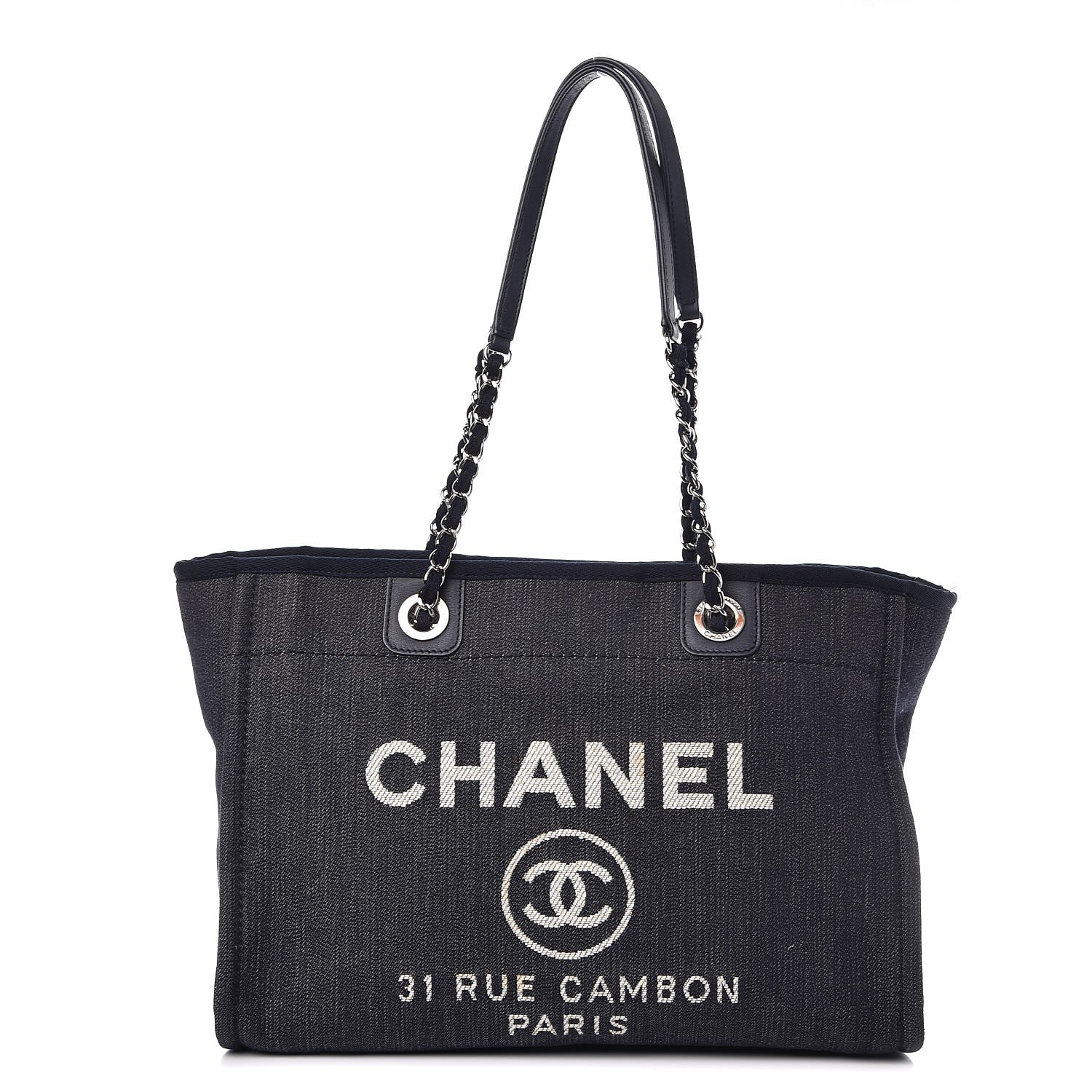 Chanel Canvas Small Deauville Tote Dark Blue 1 of 11