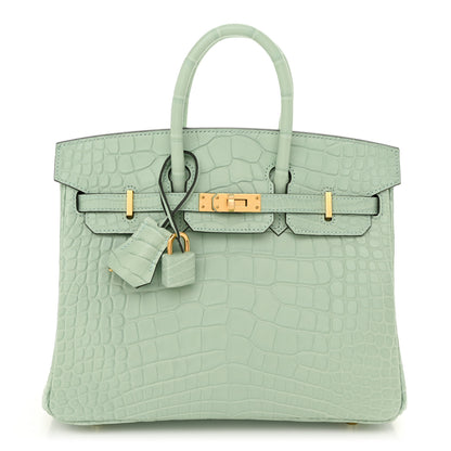 Hermes Matte Alligator Birkin 25 Vert D'eau 1 of 13