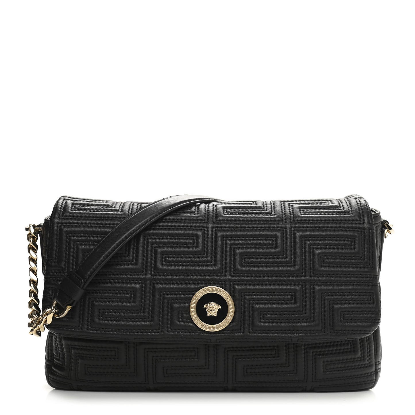 Calfskin Icon Quilted Flap Black