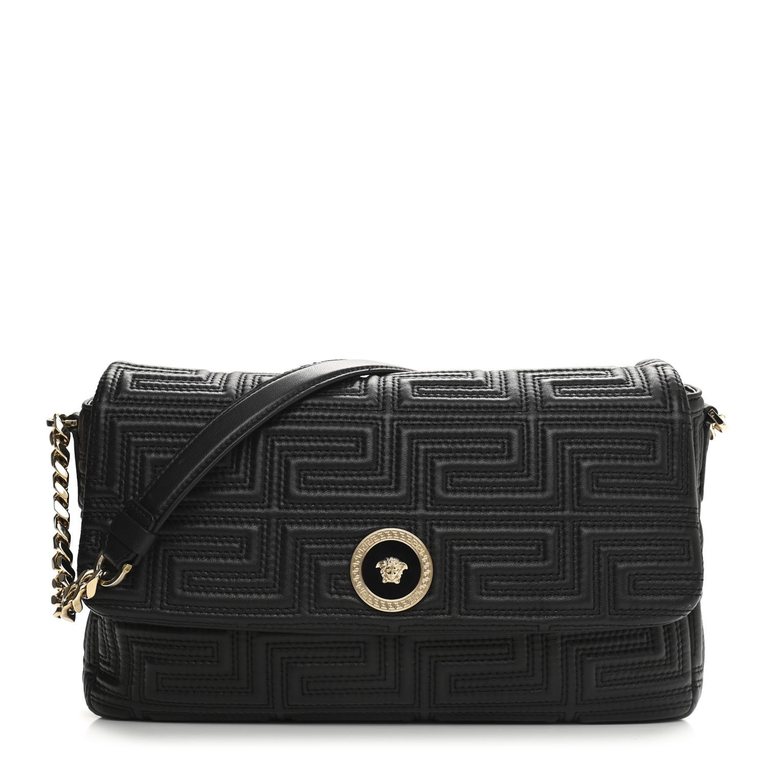 Versace Calfskin Icon Quilted Flap Black 1 of 12