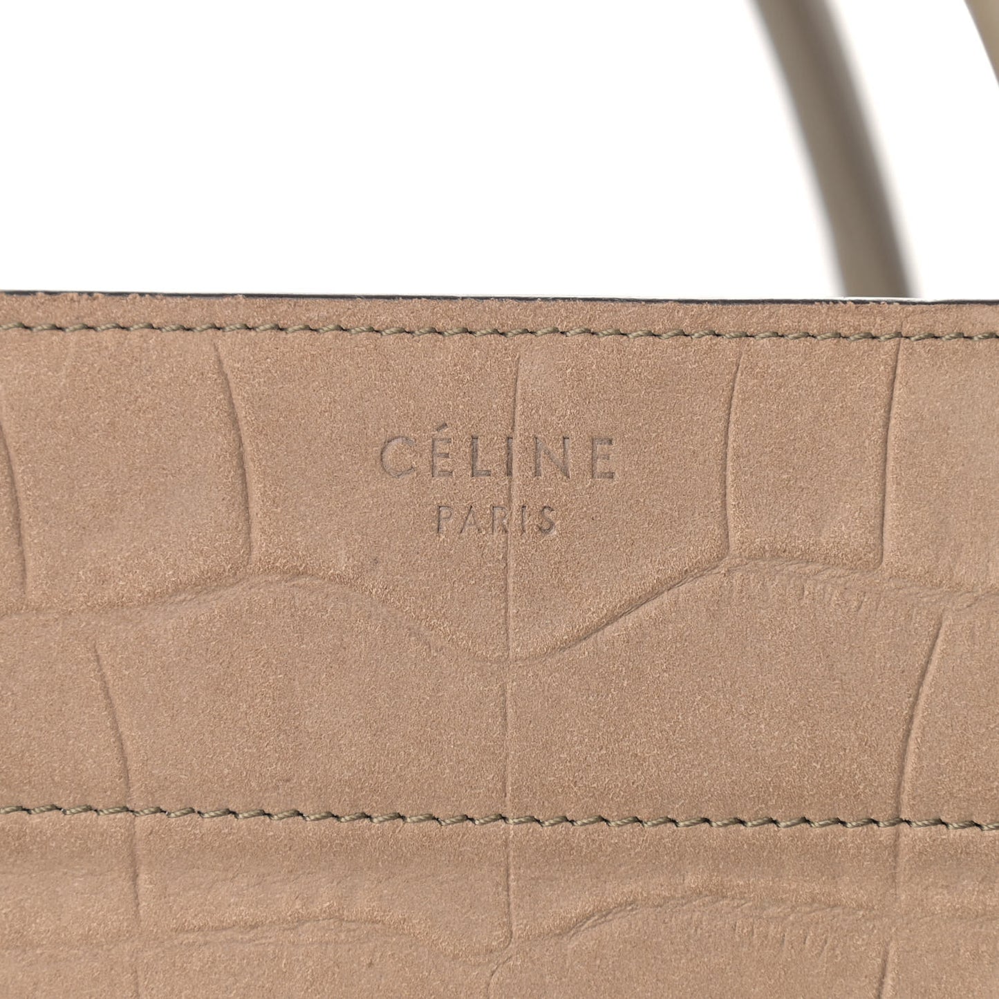 Crocodile Embossed Nubuck Medium Phantom Luggage Beige