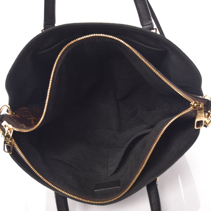 Louis Vuitton Monogram Flower Zipped Tote MM Black 8 of 11