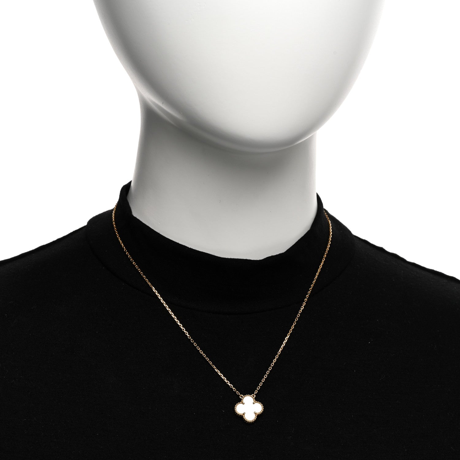 Van Cleef & Arpels 18K Yellow Gold Mother of Pearl Vintage Alhambra Pendant Necklace 2 of 6
