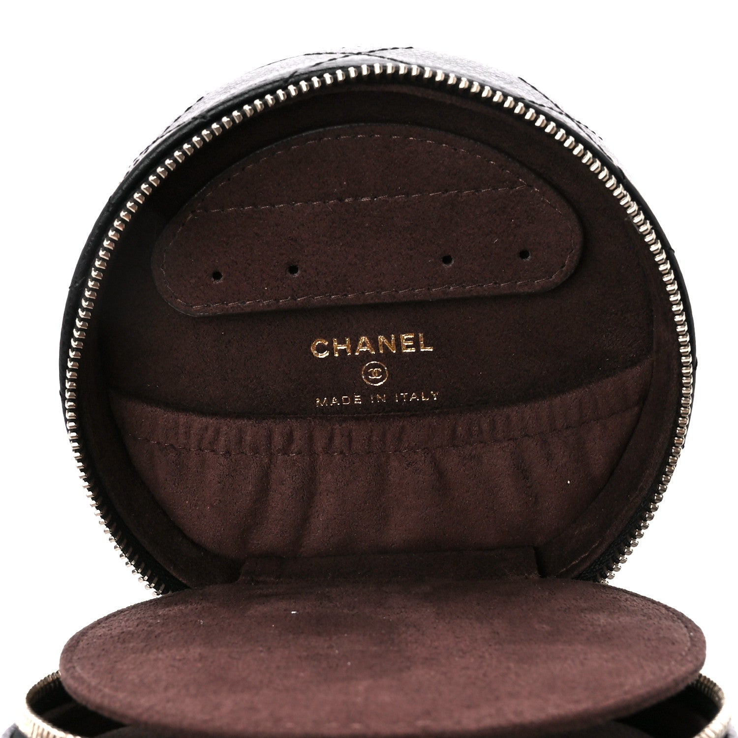 Chanel Caviar Quilted Round Top Handle Jewelry Case With Chain Black 7 of 13
