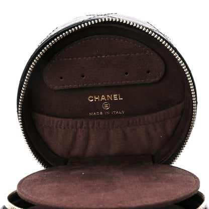 Chanel Caviar Quilted Round Top Handle Jewelry Case With Chain Black 7 of 13