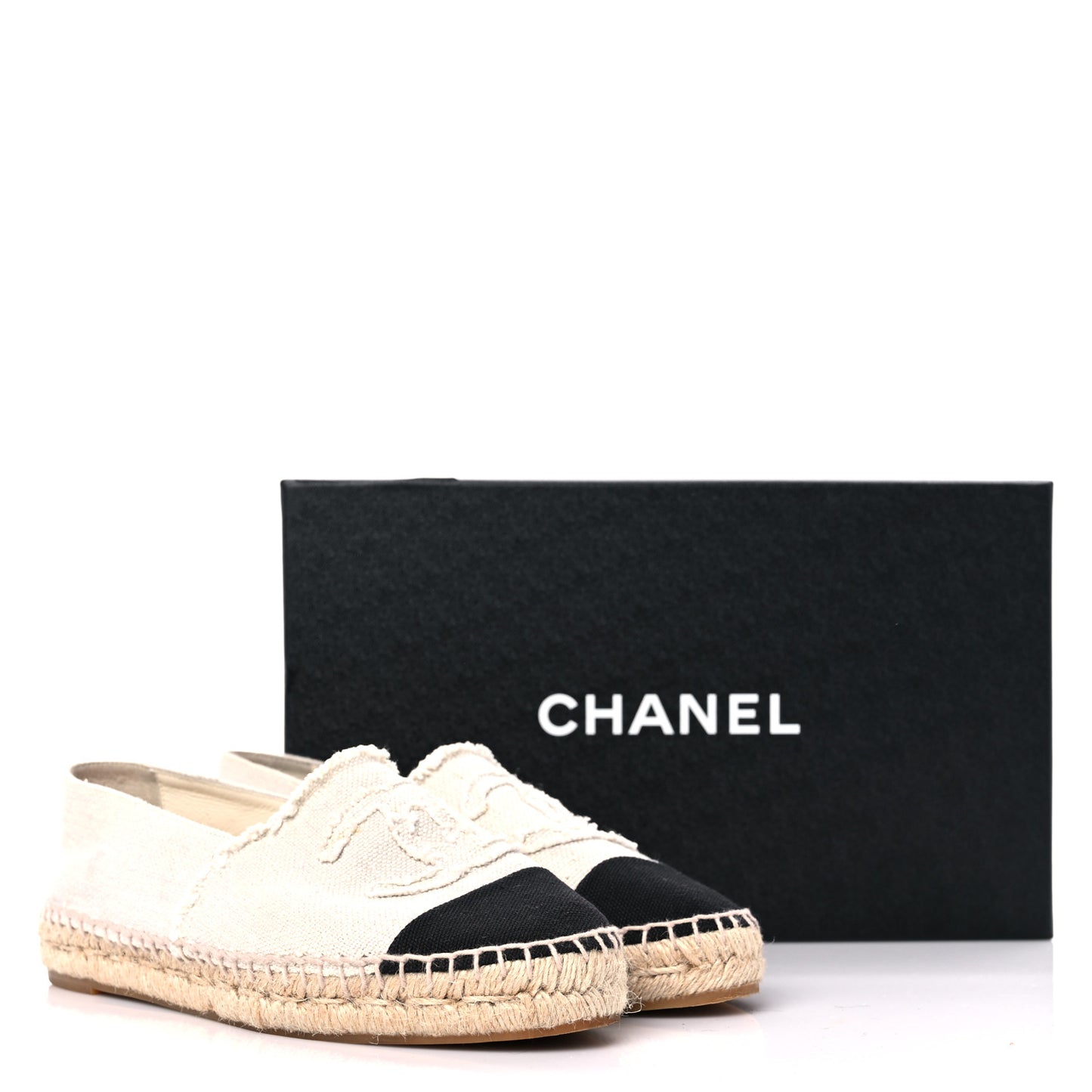 Linen CC Espadrilles 36 Beige Black