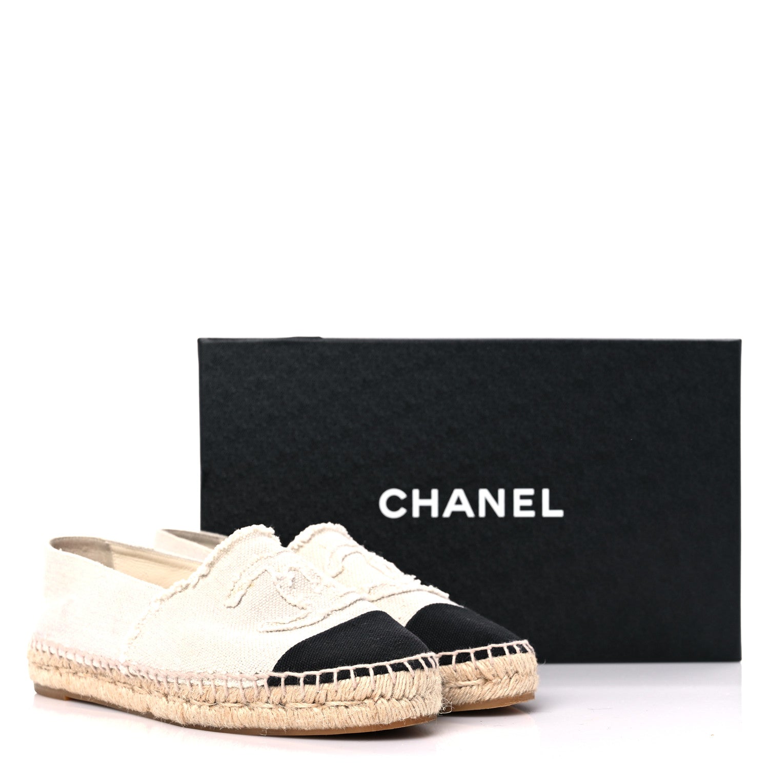 Chanel Linen CC Espadrilles 36 Beige Black 12 of 12