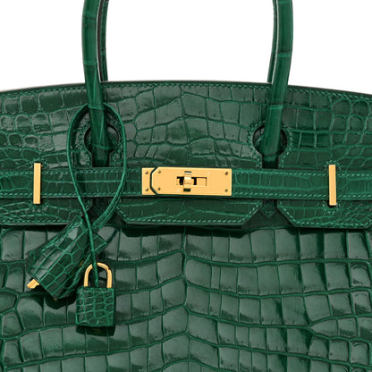 Hermes Shiny Niloticus Crocodile Birkin 30 Vert Emeraude 8 of 10