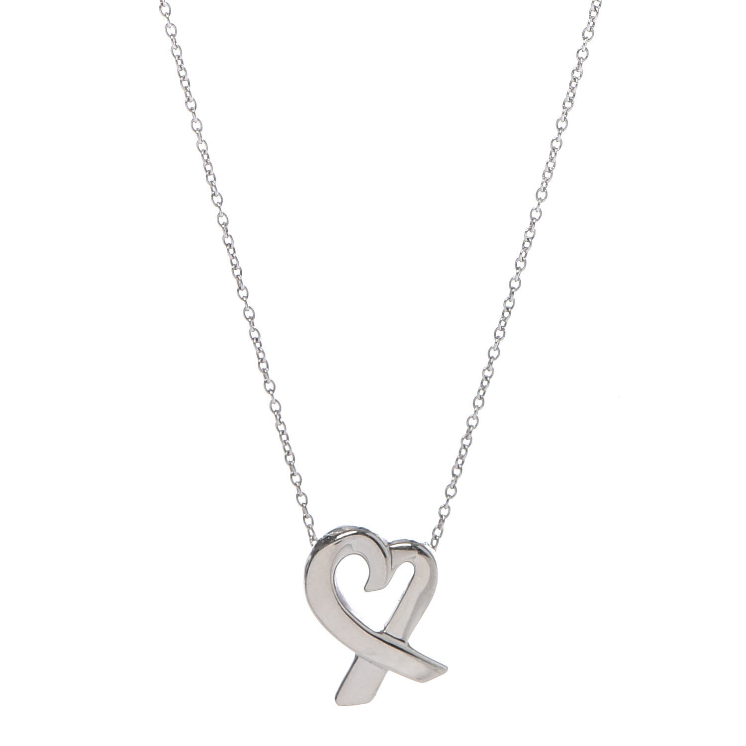 Tiffany Sterling Silver Small Paloma Picasso Loving Heart Pendant Necklace 4 of 7