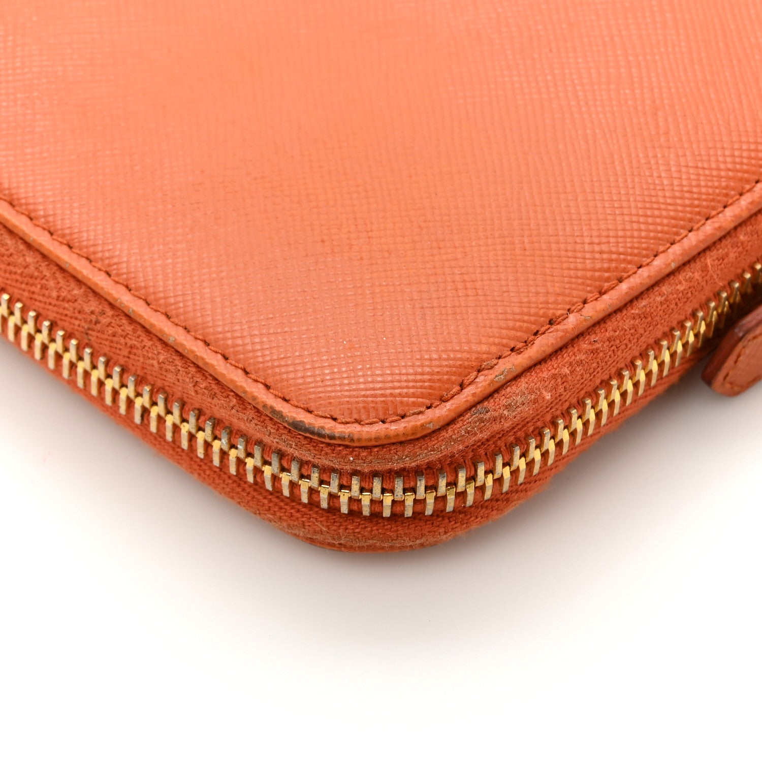 Prada Saffiano Metal Zip Around Wallet Rame 12 of 15