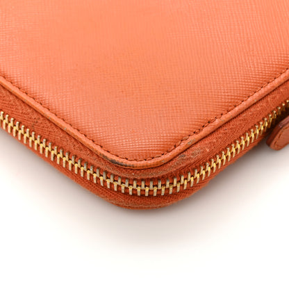 Prada Saffiano Metal Zip Around Wallet Rame 12 of 15