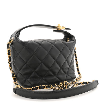 Chanel Lambskin Quilted Small Perfect Meeting Hobo Black 3 of 10