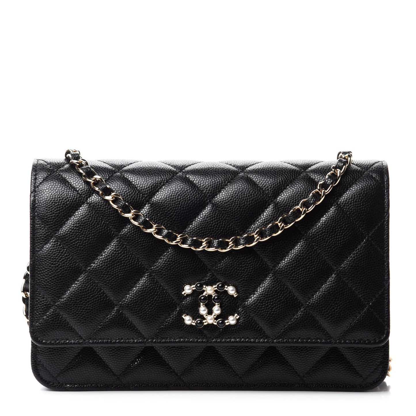 Caviar Quilted Coco Candy Wallet On Chain WOC Black