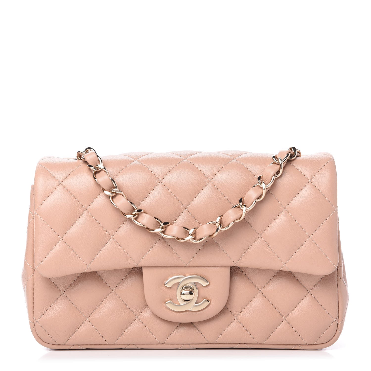 Chanel Lambskin Quilted Mini Rectangular Flap Beige 1 of 11