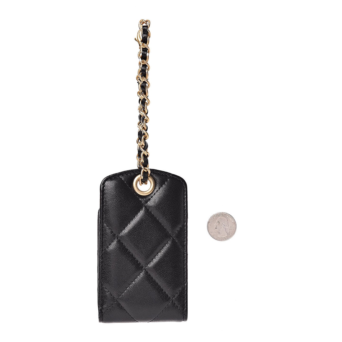 Lambskin Quilted 19 Luggage Tag Black