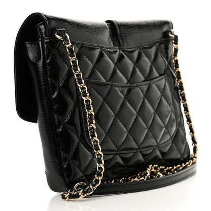Chanel Glazed Calfskin Quilted Double Pocket Crossbody Flap Black 3 of 11