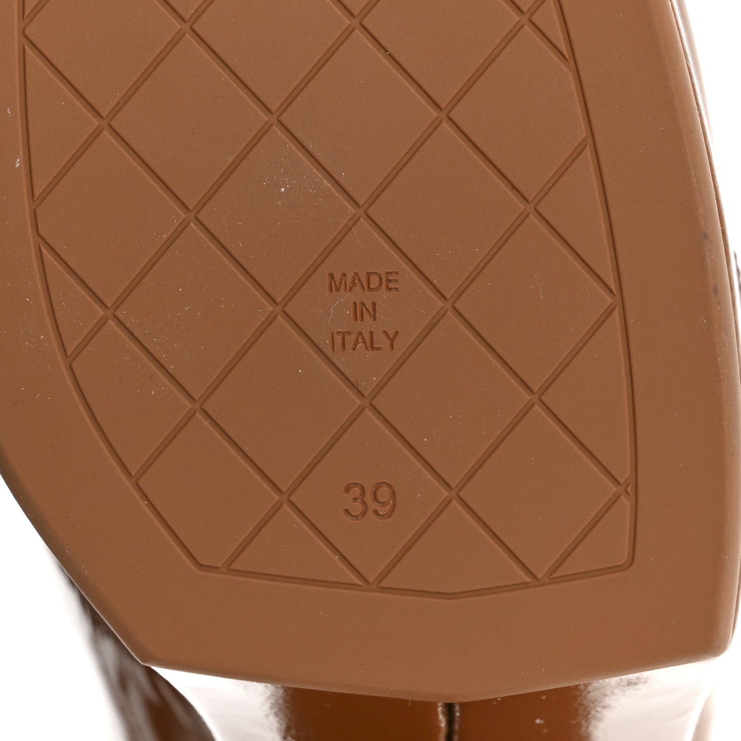 Crumpled Patent Lambskin Platform Sandals 39 Light Brown