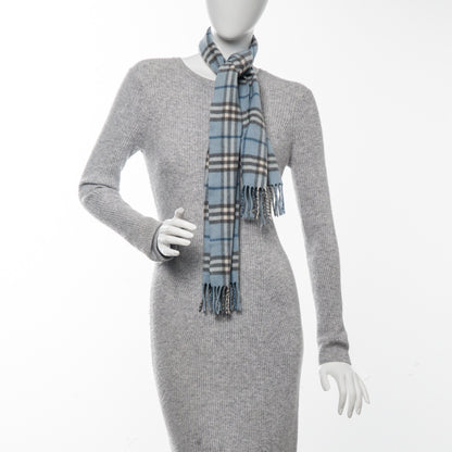 Burberry Cashmere Check Scarf Light Blue 2 of 6