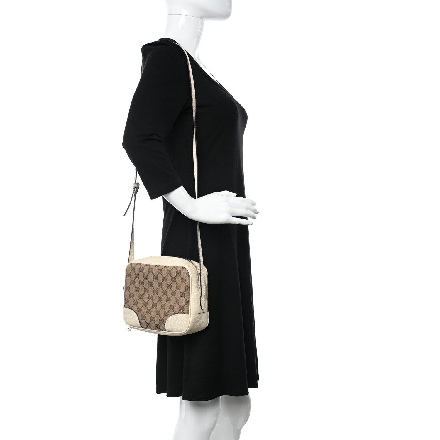 Gucci Monogram Dollar Calfskin Mini Bree Messenger Bag Beige Ebony Avoire 2 of 12