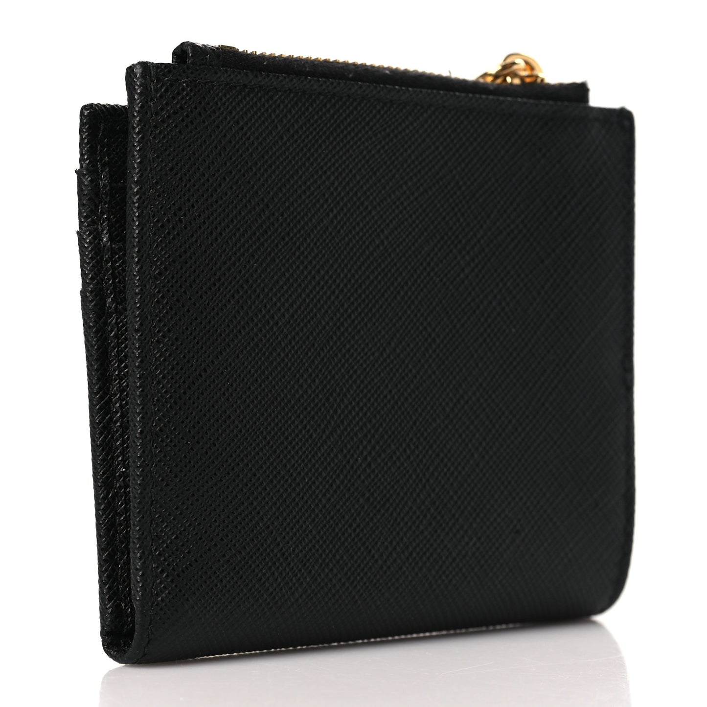 Saffiano Metal Card Holder Compact Wallet Black