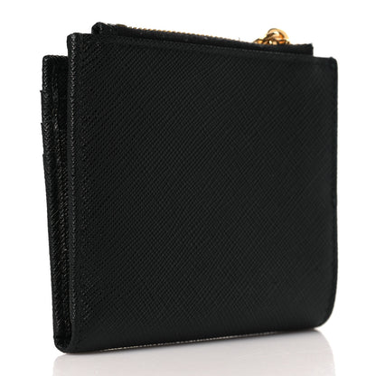Prada Saffiano Metal Card Holder Compact Wallet Black 3 of 6