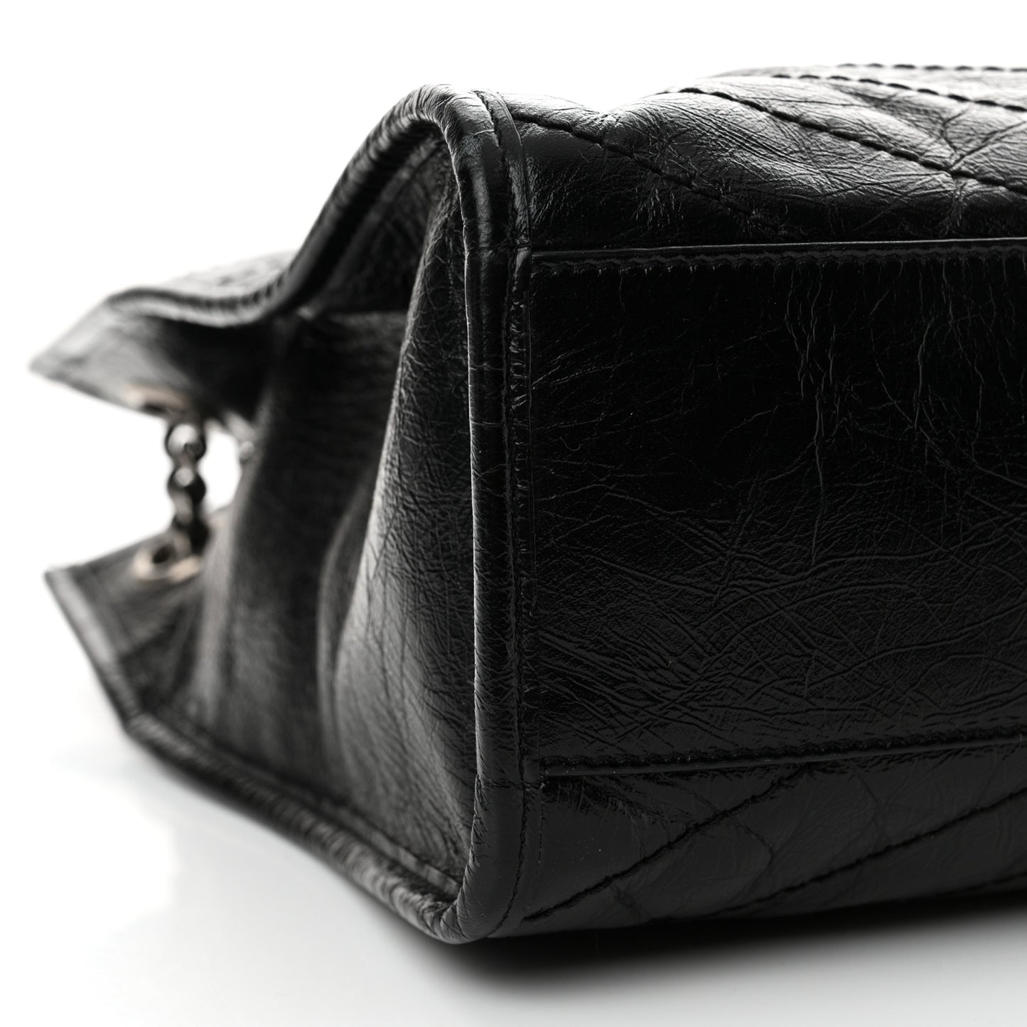 Crinkled Calfskin Matelasse Monogram Medium Niki Shopper Tote Black