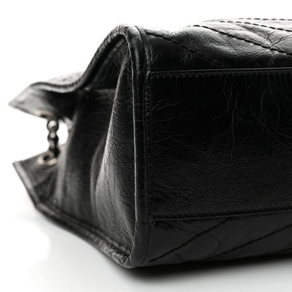 Saint Laurent Crinkled Calfskin Matelasse Monogram Medium Niki Shopper Tote Black 9 of 12