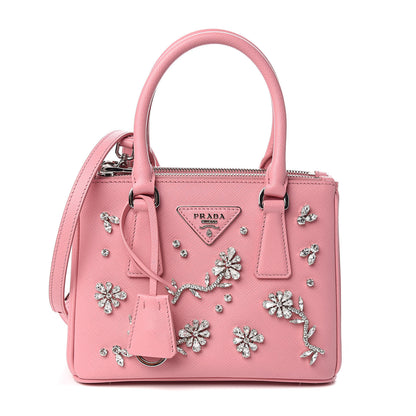 Prada Saffiano Lux Crystal Micro Galleria Double Zip Tote Petalo 1 of 9