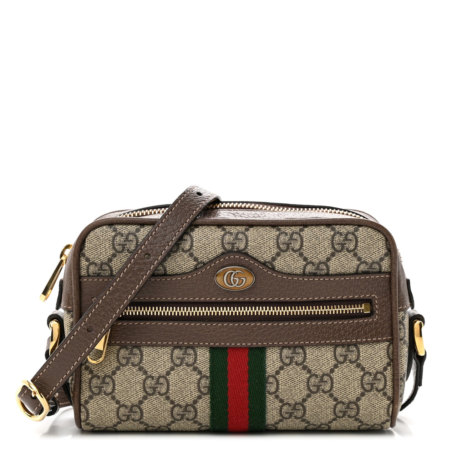 GG Supreme Monogram Web Mini Ophidia Shoulder Bag Brown